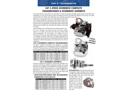 Fat 5Spd Overdrive Super Transmission Cassette. Fits Softail, Dyna & FXR 1990-1999