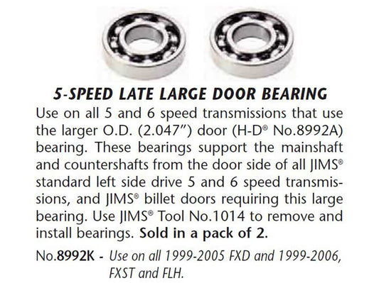 Transmission Trap Door Bearings. Fits 5Spd Twin Cam 1999-2006