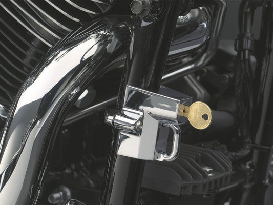 Universal Helmet Lock - Chrome. Fits 1-1/4in. to 1-1/2in. Tube.