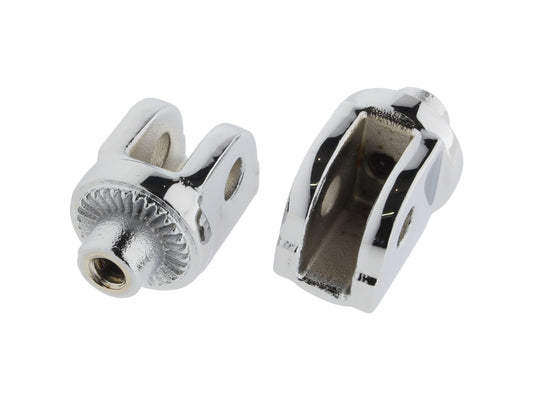 Front Splined Floorboard Mounts - Chrome. Fits Honda & Suzuki.