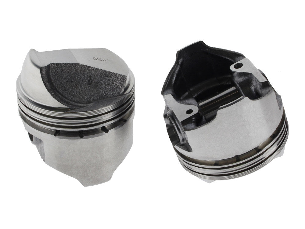 +.050in. Dome Top Pistons with 8.2:1 Compression Ratio. Fits Sportster 1972-1985 with 1000cc Engine.