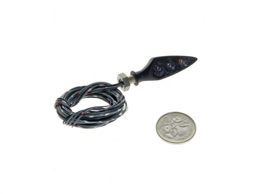 Rhombus S DF LED Left Hand Rear Turn Signal - Amber Turn - Red Run/Brake - Black.