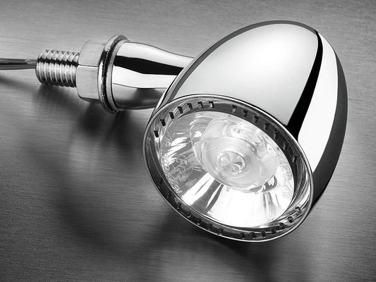 Bullet 1000 PL LED Turn Signal - Amber Turn - White Running Light - Chrome.