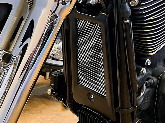 Oil Cooler Guard - Chrome. Fits Softail 2018up