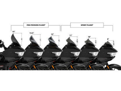 8in. Sports Flare Windshield - Black. Fits CVO Road Glide 2023up & Road Glide 2024up