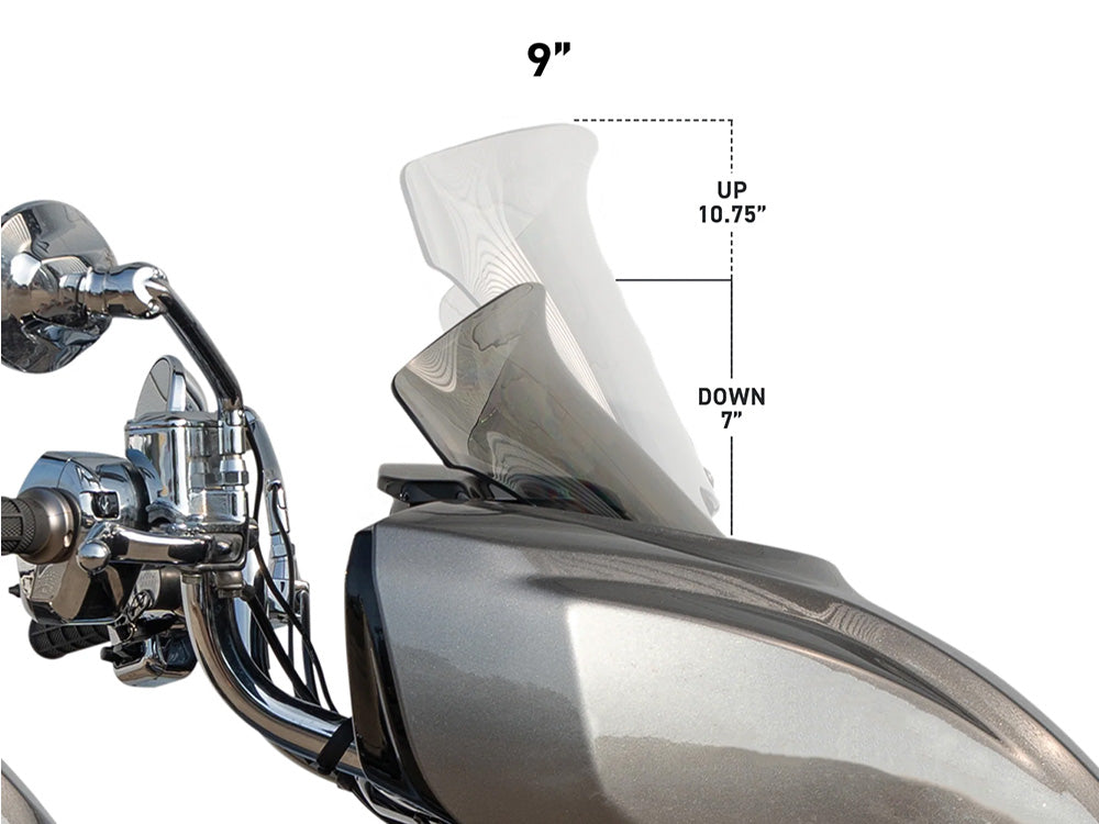 9in. Flare Windshield - Dark Smoke. Fits Indian Chieftain PowerPlus & Roadmaster PowerPlus 2025up