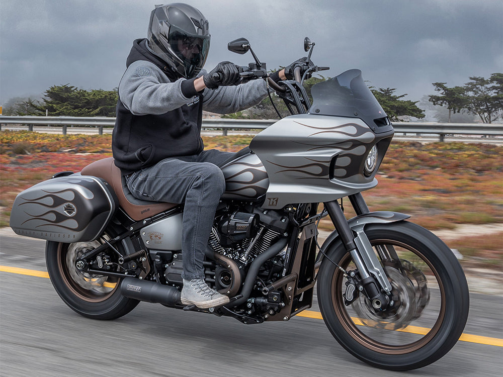 10in. Straight Fastback Risers - Black. Fits Softail Street Bob, Low Rider ST, Standard & Breakout 2018-2024