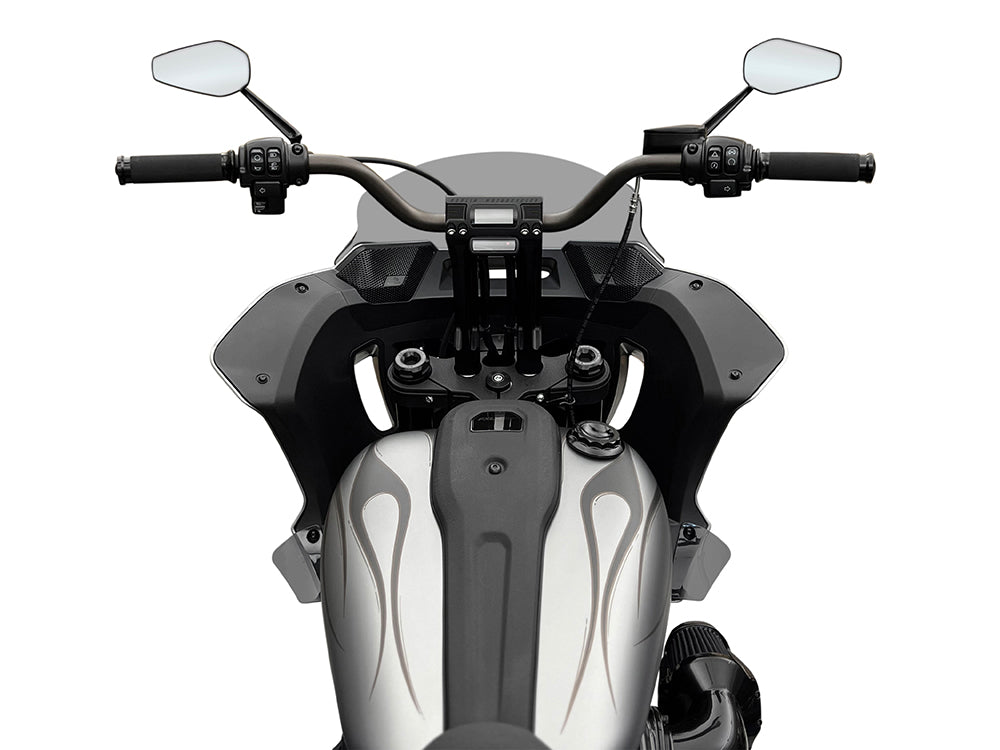 10in. Straight Fastback Risers - Black. Fits Softail Street Bob, Low Rider ST, Standard & Breakout 2018-2024