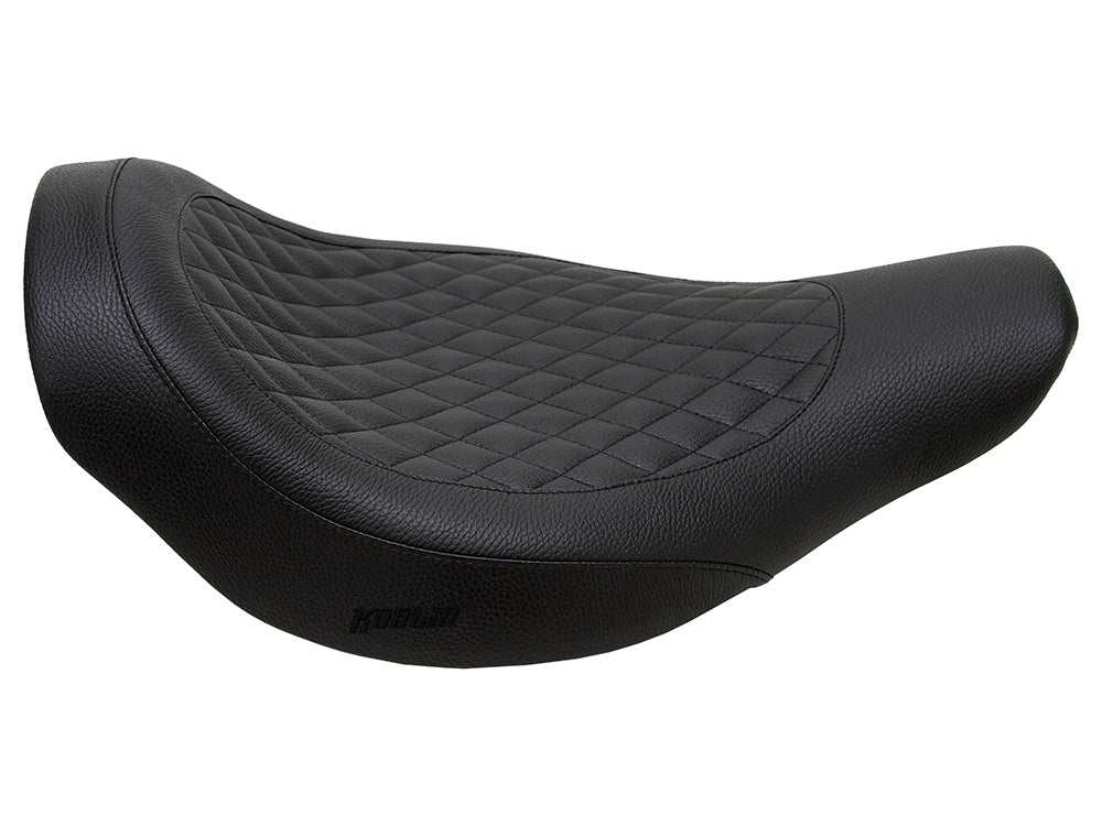 Fred Kodlin Diamond Stitch Solo Seat - Black. Fits Fatboy 2018up & Breakout 2023up with OEM Fuel Tank & Kodlin Rear Fender.