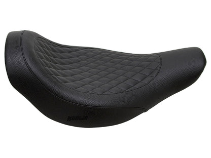 Fred Kodlin Diamond Stitch Solo Seat - Black. Fits Fatboy 2018up & Breakout 2023up with OEM Fuel Tank & Kodlin Rear Fender.