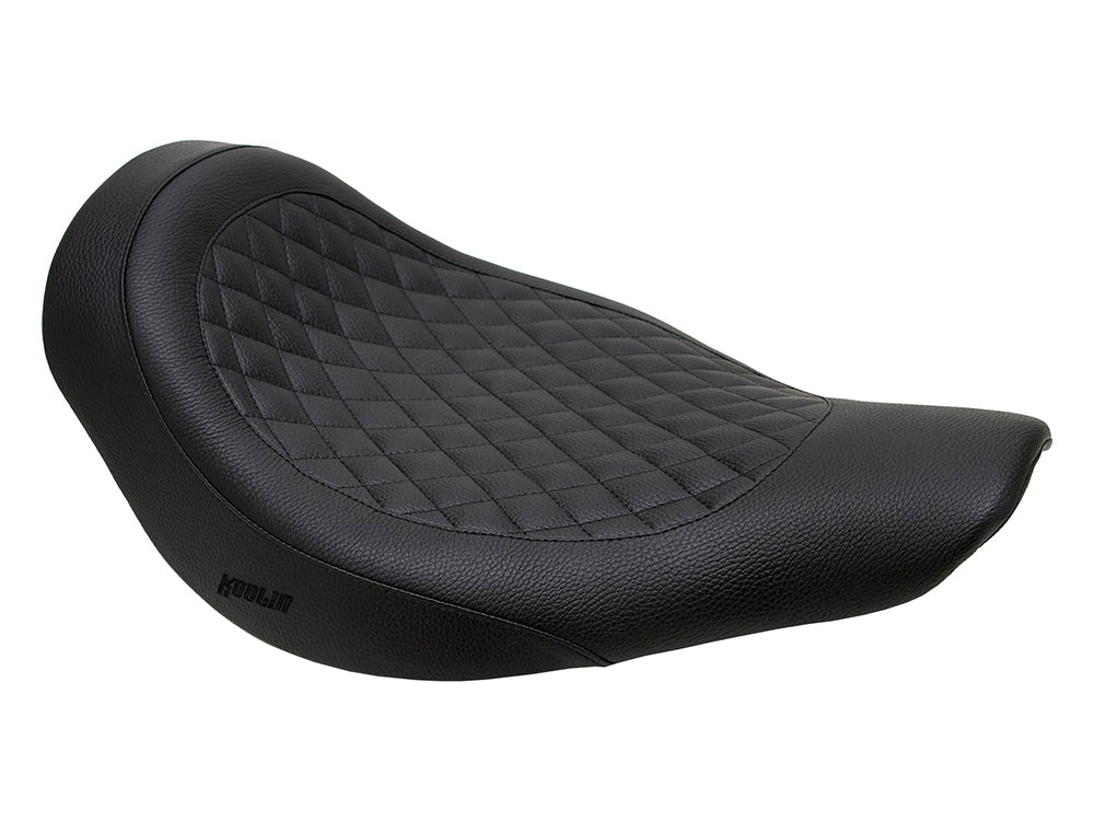 Fred Kodlin Diamond Stitch Solo Seat - Black. Fits Fatboy 2018up & Breakout 2023up with OEM Fuel Tank & Kodlin Rear Fender.