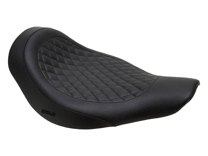 Fred Kodlin Diamond Stitch Solo Seat - Black. Fits Fatboy 2018up & Breakout 2023up with OEM Fuel Tank & Kodlin Rear Fender.