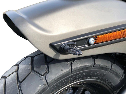 Turn Signal Block Off Strut Plates - Black. Fits Most Big Twin 2002up & Sportster 2002-2021