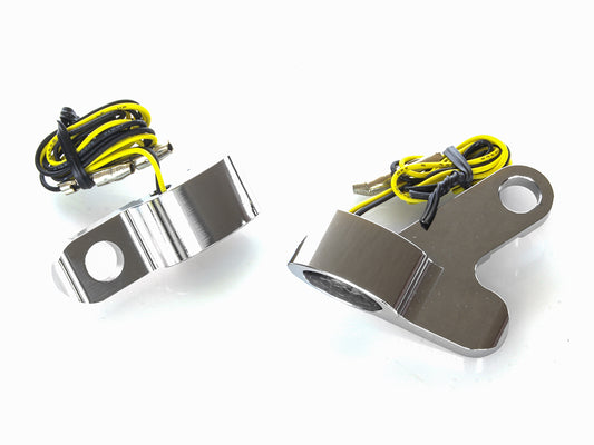 Elypse Under Perch Turn Signals - Chrome. Fits Softail 2015-2024 & Touring 2009-2023 Models with Cable Clutch.