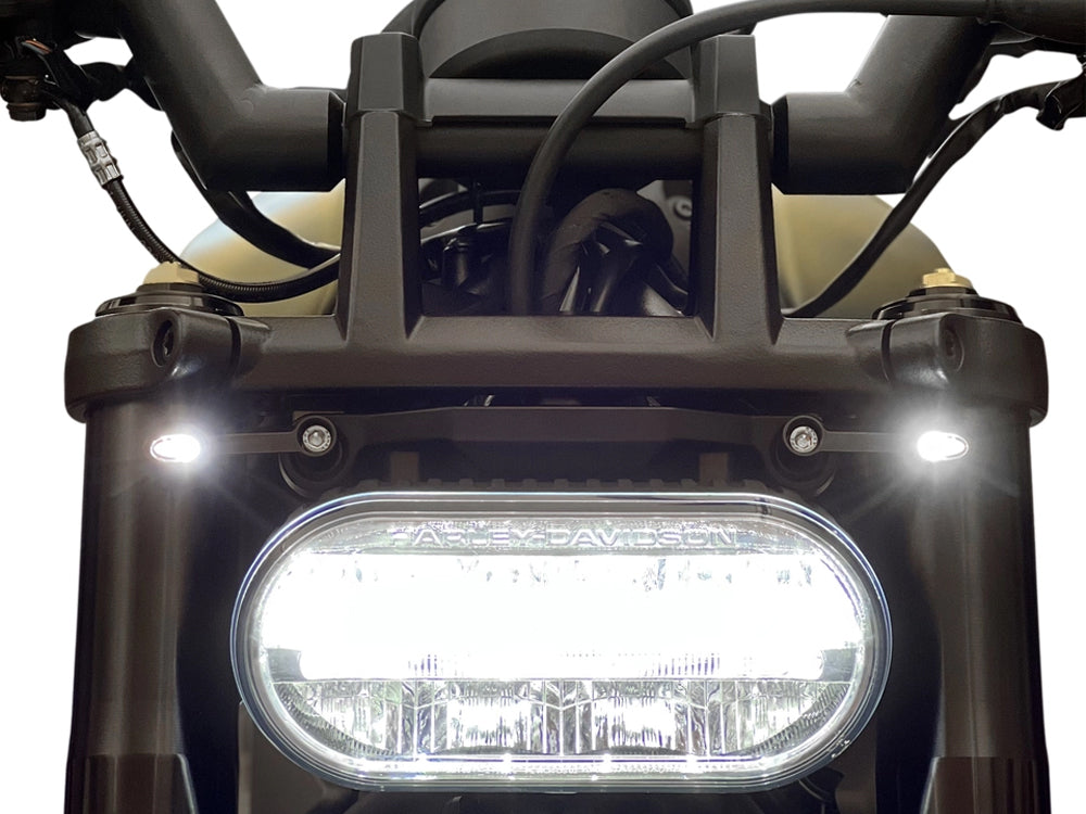 Elypse 2-1 Front Turn Signals with Running Lights - Black. Fits Sportster S 2021up Models.