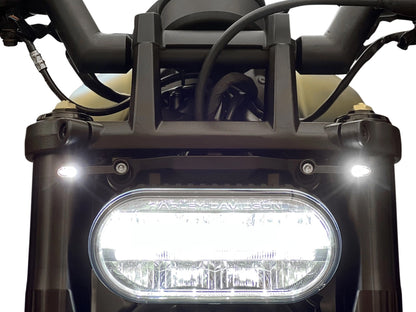 Elypse 2-1 Front Turn Signals with Running Lights - Black. Fits Sportster S 2021up Models.