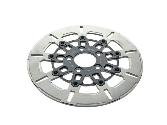 11.5in. Rear 9-Spoke Disc Rotor - Polished Band & Black Carrier. Fits Big Twin 2000up & Sportster 2000-2010.