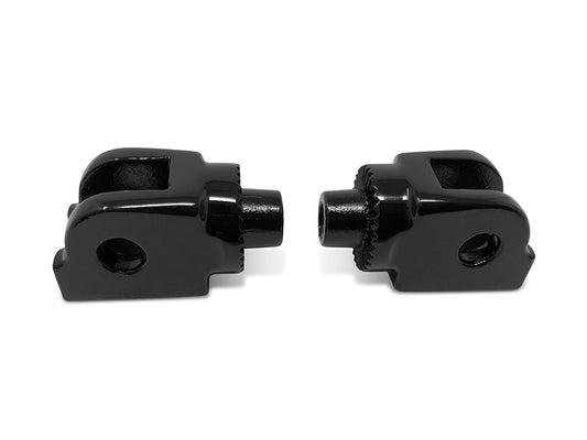 Front Splined Footpeg Mounts - Black. Fits Softail 2018up, Pan America 2021up & Sportster S 2021up