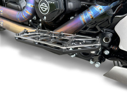 NXL FloorBoards - Black & Stainless. Fits Touring 1980up, FL Softail 1986-2017 & Dyna Switchback 2012-2016