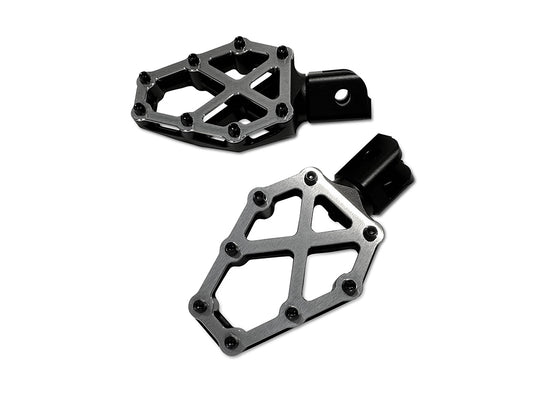 NXL Footpegs - Black & Stainless. Fits Softail 2018up, Pan America 2021up & Sportster S 2021up Front Rider