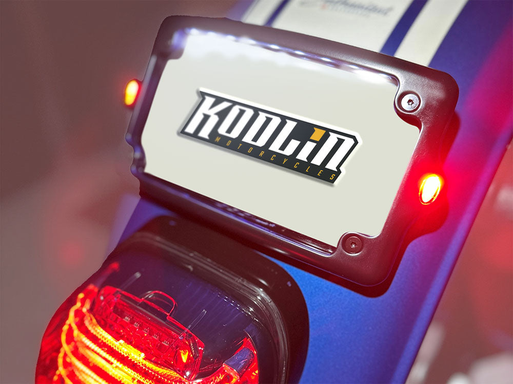 Curved Number Plate Frame with Elypse Run/Turn/Brake Lights - Black.