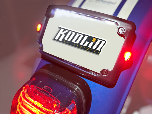 Curved Number Plate Frame with Elypse Run/Turn/Brake Lights - Black.