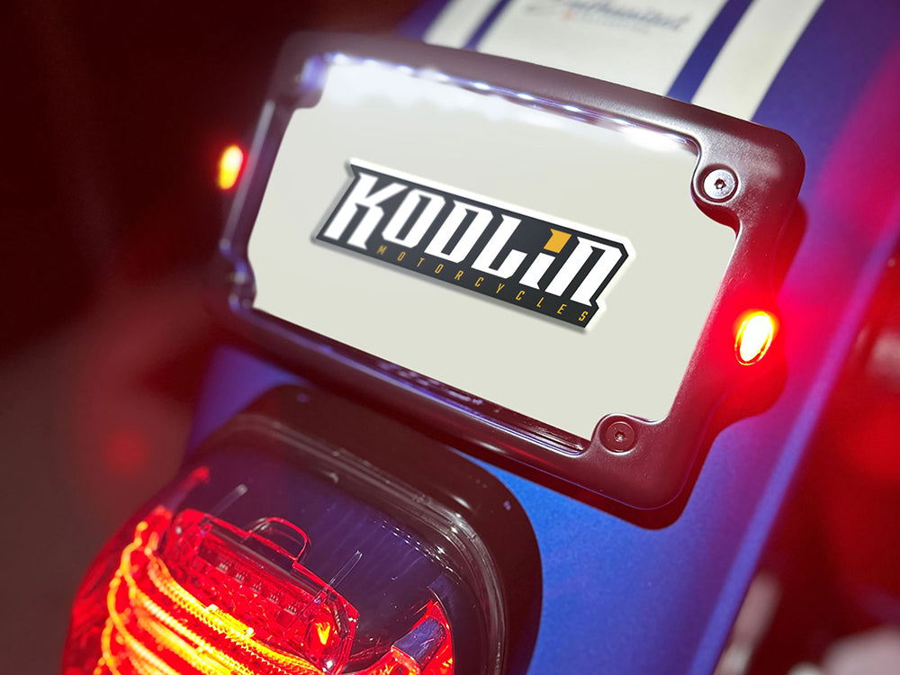 Curved Number Plate Frame with Elypse Run/Turn/Brake Lights - Black.