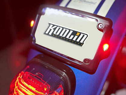 Curved Number Plate Frame with Elypse Run/Turn/Brake Lights - Black.