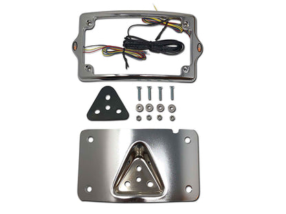 Curved Number Plate Frame with Elypse Run/Turn/Brake Lights - Chrome.