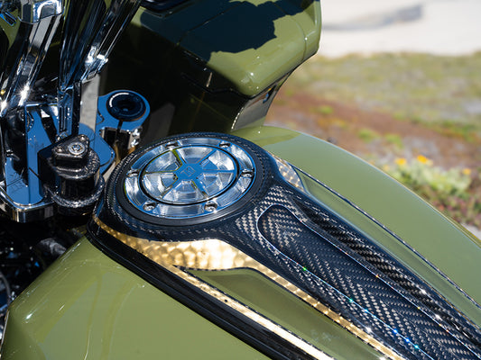 Ascent Pro, Fuel Cap - Chrome. Fits CVO Touring 2023up, Street Glide & Road Glide 2024up, Touring 2025up