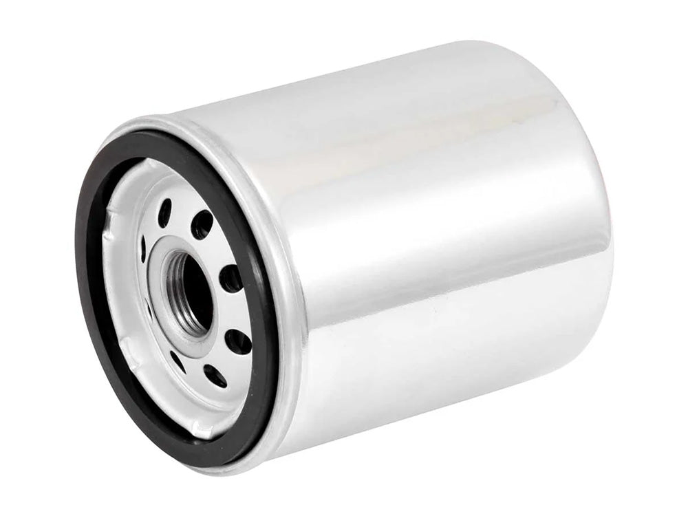 Oil Filter - Chrome. Fits Softail 1984-1998, Sportster 1984-2021, FXR & FLT 1980-1998 & Buell 1995-2002.