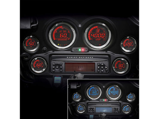 Speedometer & Tachometer - 6 Gauge Kit - Silver. Fits Touring 2004-2013 with Fairing.