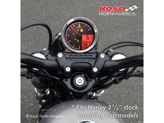 3-3/8in. Round Speedometer with Tachometer - Silver. Fits Dyna 2004-2011, Sportster 2004-2013 & Rocker 2008-2010.