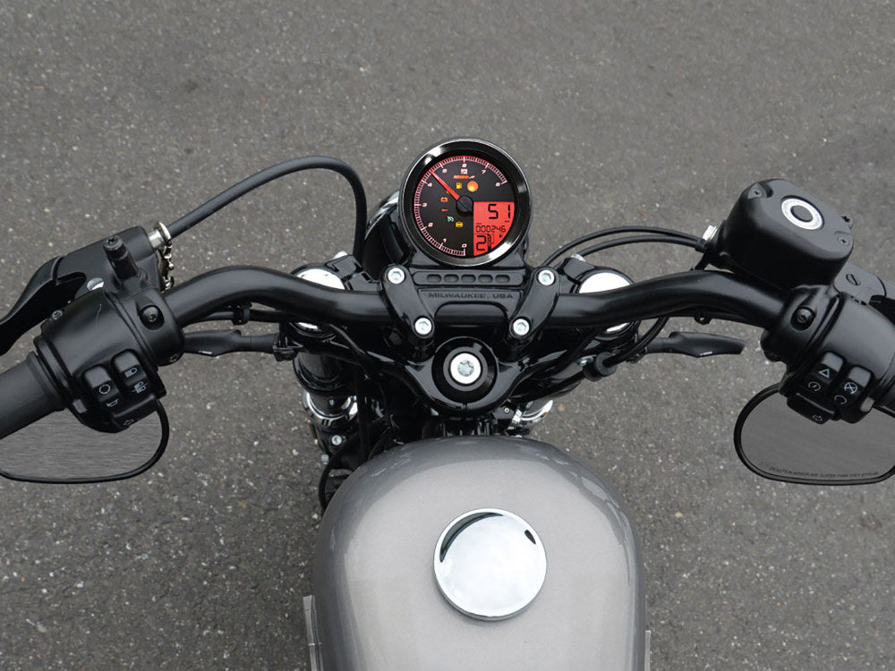 3-3/8in. Round Speedometer with Tachometer - Black. Fits Dyna 2004-2011, Sportster 2004-2013 & Rocker 2008-2010.