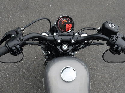 3-3/8in. Round Speedometer with Tachometer - Black. Fits Softail Fat Bob 2018up, Sportster 2014-2021, Dyna Street Bob, Low Rider & Wide Glide 2012-2017 & Softail Breakout, Rocker & Black Line 2011-2017.