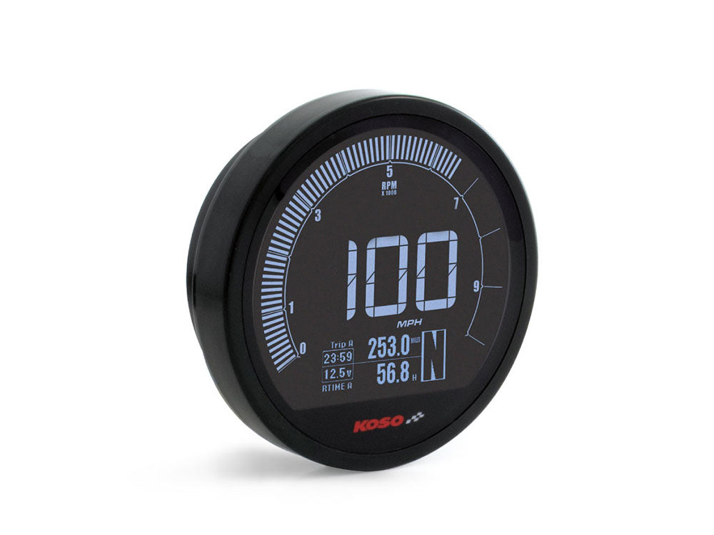 3-3/8in. Round Speedometer with Tachometer - Black. Fits Dyna 2004-2011, Sportster 2004-2013 & Rocker 2008-2010