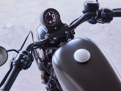3-3/8in. Round Speedometer with Tachometer - Black. Fits Softail Fat Bob 2018up, Sportster 2014-2021, Dyna Street Bob, Low Rider & Wide Glide 2012-2017 & Softail Breakout, Rocker & Black Line 2011-2017