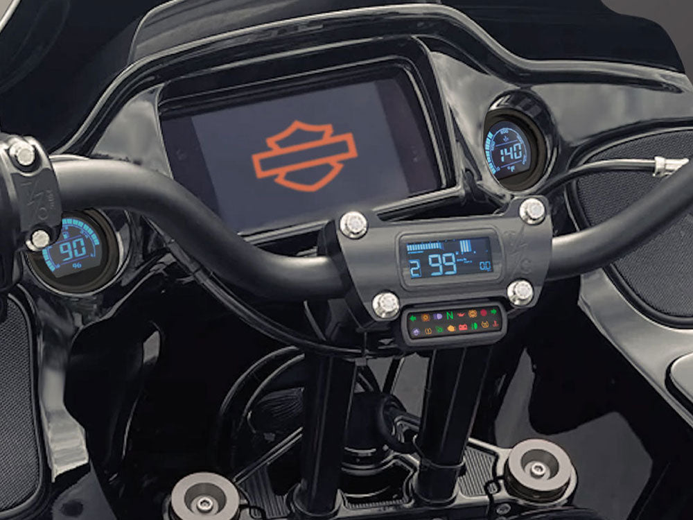 Speedometer/Tachometer with Fuel Level & Engine Temperature Gauges - Black. Fits Touring 2014-2023 when Running Late Model Breakout/Street Bob Gauge Housing