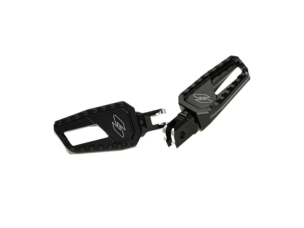 Apex Edge Footpegs - Black. Fits Softail 2018up Front Rider