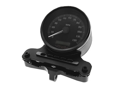 Adjustable Gauge Mount - Black. Fits Dyna, FXR and Sportster.