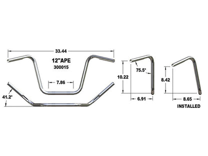 12in. x 1in. Ape Hanger Handlebar - Chrome. Fits OEM Softail Springer 1988-2009