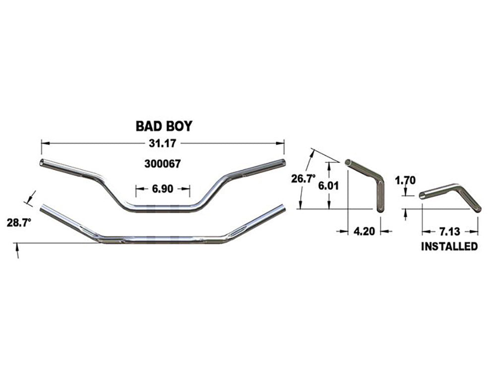 1in. Bad Boy Style Handlebar - Chrome.