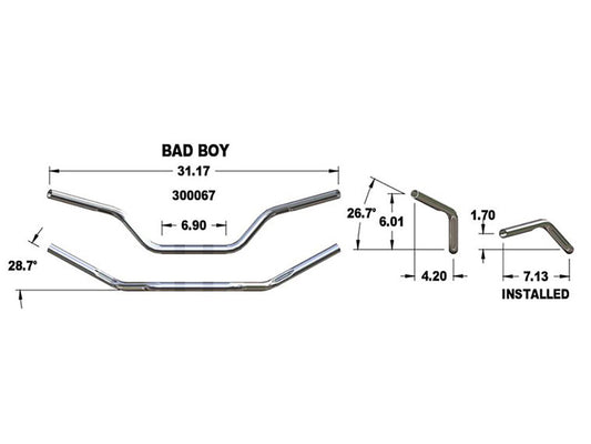 1in. Bad Boy Style Handlebar - Chrome.