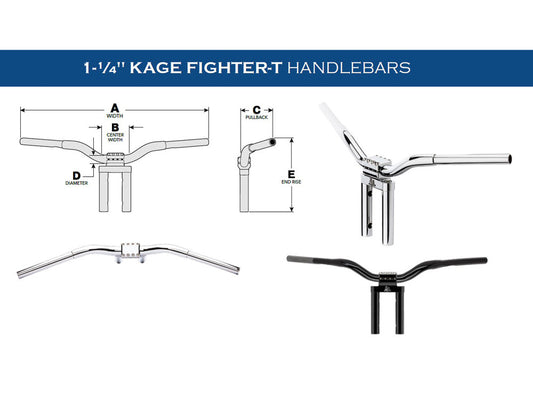 14in. x 1-1/4in. Straight Kage Fighter Handlebar - Chrome.
