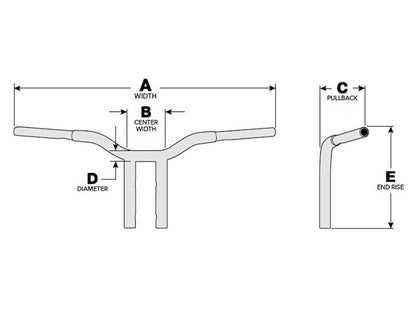 12in. x 1-1/4in. Pullback One Piece Kage Fighter Handlebar - Gloss Black.