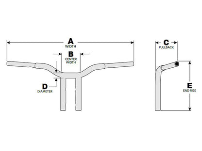 12in. x 1-1/4in. Pullback One Piece Kage Fighter Handlebar - Stainless.