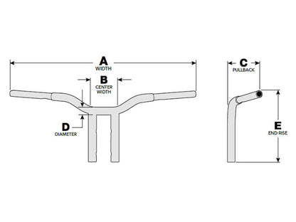 14in. x 1-1/4in. Pullback One Piece Kage Fighter Handlebar - Chrome.