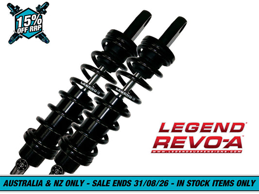 REVO-A Series, 14in. Adjustable Heavy Duty Spring Rate Rear Shock Absorbers -Black. Fits Dyna 1991-2017.
