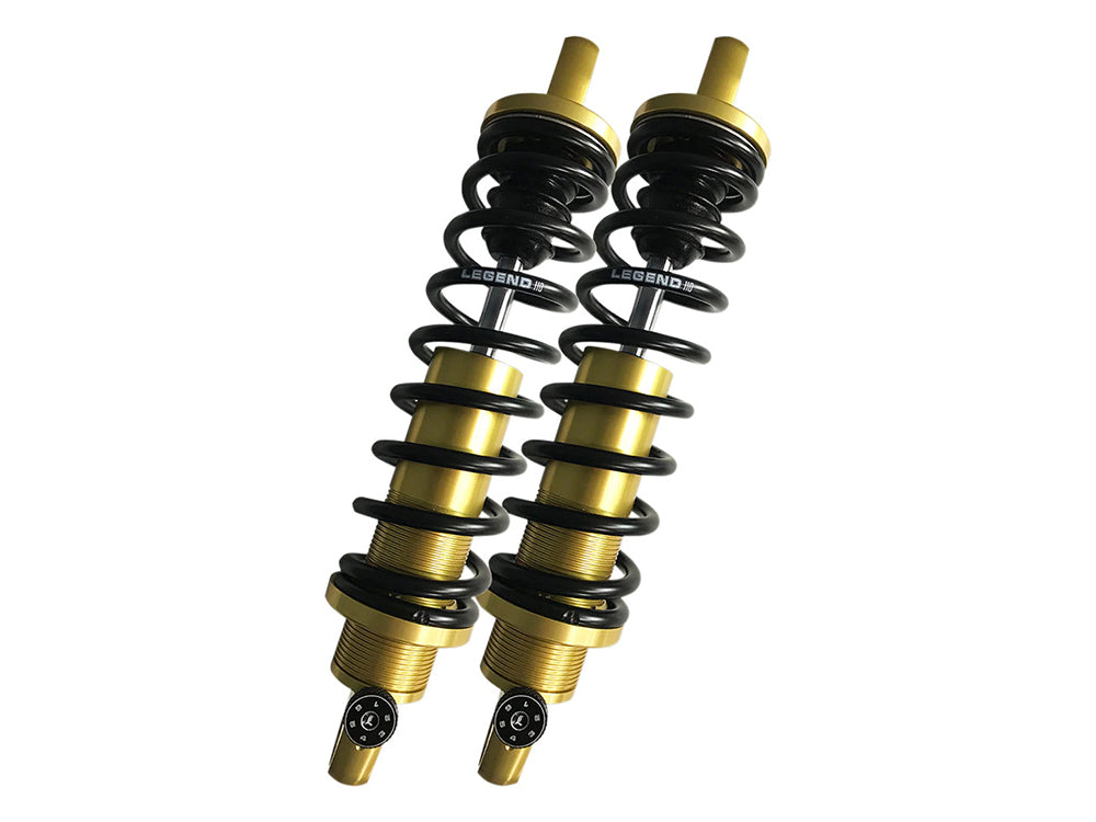REVO-A Series, 13in. Adjustable Rear Shock Absorbers - Gold. Fits Dyna 1991-2017.