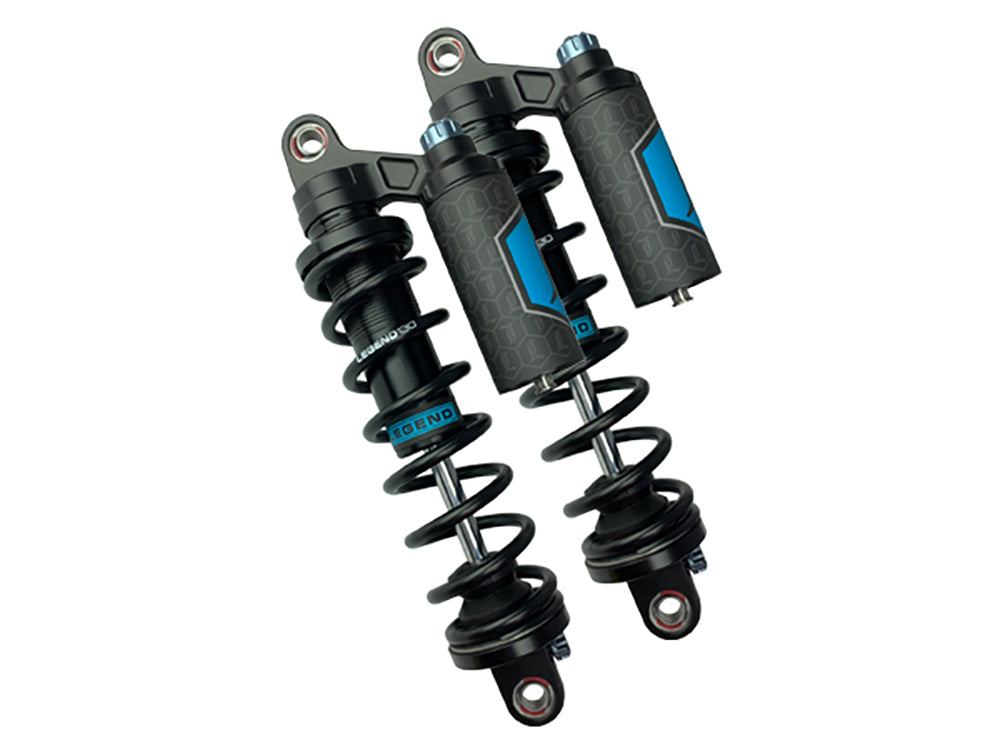 Revo ARC Piggyback Suspension. 13in. Adjustable Rear Shock Absorbers - Black. Fits Dyna 1991-2017.